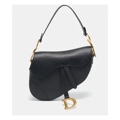 Dior Black Leather Saddle Bag