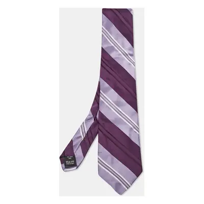 Valentino Purple Diagonal Striped Silk Tie