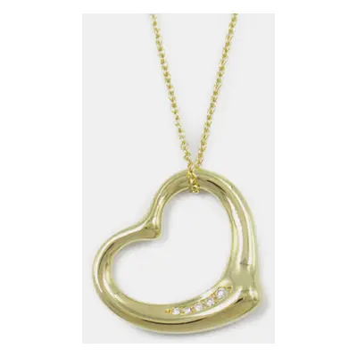 Tiffany & Co. 18K Yellow Gold Diamond Elsa Peretti Open Heart Necklace