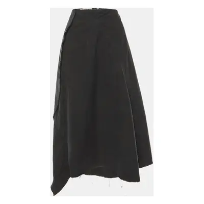 Marni Black Washed Cotton Asymmetric Midi Skirt