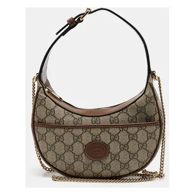 Gucci Beige/Ebony GG Supreme Canvas Mini Ophidia Shoulder Bag