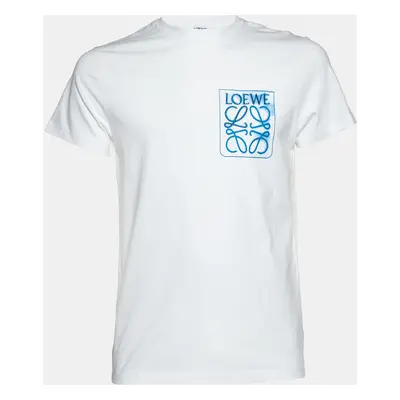 Loewe White Cotton Anagram Fake Pocket Crew Neck T-Shirt