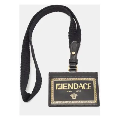 Fendi x Versace Black/Gold Leather Fendace Lanyard Card Holder