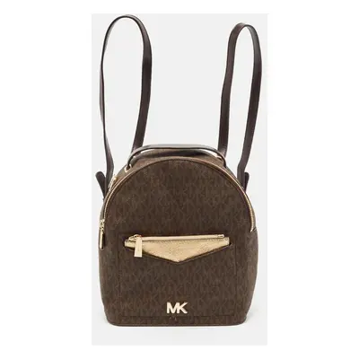 Michael Kors Brown Signature Coated Canvas Jessa Convertible Backpack