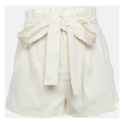 Alice + Olivia Off White Linen Blend Pleated Shorts