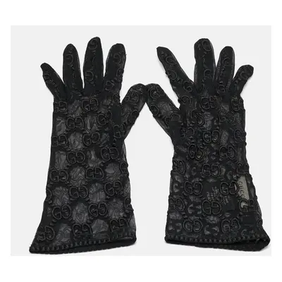 Gucci Black GG Embroidered Tulle Gloves