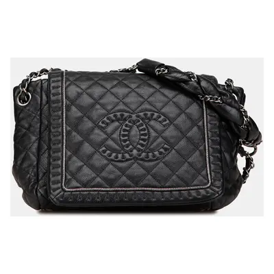 Chanel Black Quilted Calfskin Small Istanbul Accordion Flap Bag