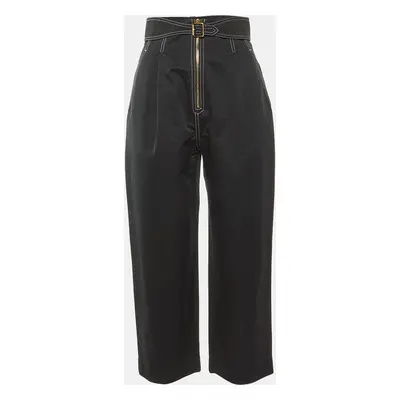 Sandro Black Cotton Gatiene Tapered Trousers