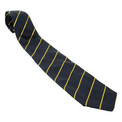 Yves Saint Laurent Vintage Navy Blue and Yellow Striped Silk Tie