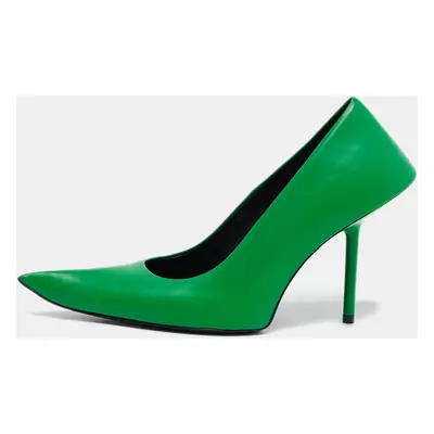 Balenciaga Green Leather Essex Pointed Toe Pumps Size