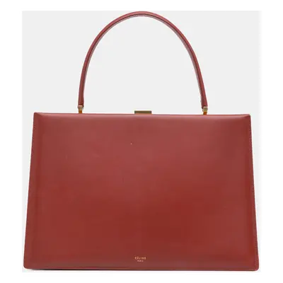 Celine Red Medium Calfskin Clasp Handbag