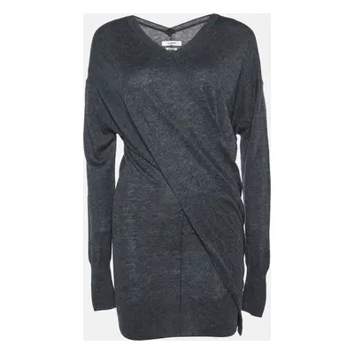 Isabel Marant Etoile Grey Wool Blend Draped Mini Dress