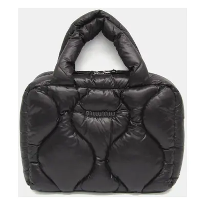 Miu Miu Black Quilted Nylon/Feather Tote Bag