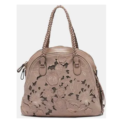 Valentino Old Rose Leather and Lace Dome Satchel