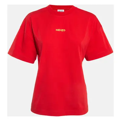 Kenzo Red Logo Print Cotton T-Shirt