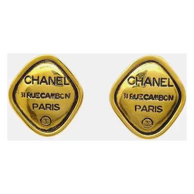 Chanel Gold Rhombus Clip-On Earrings