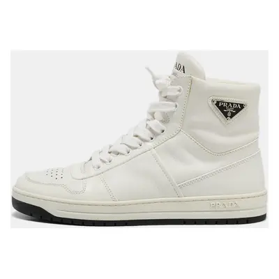 Prada White Leather New Avenue High Top Sneakers Size