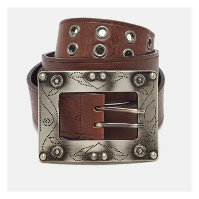 Dolce & Gabbana Brown Leather Big Buckle Belt