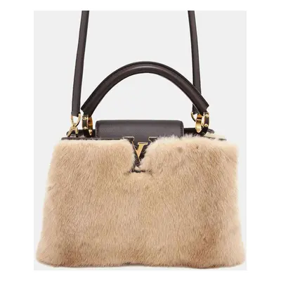 Louis Vuitton Beige/Brown Mink Fur Capucines BB Shoulder Bag