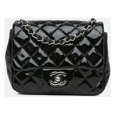 Chanel Black Mini Square Classic Patent Single Flap