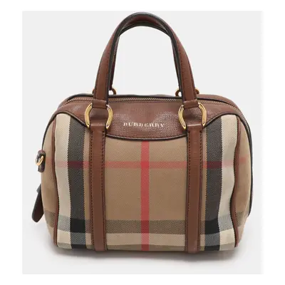 Burberry Beige/Brown Canvas and Leather Small Alchester Bowler Bag