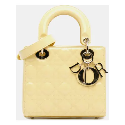 Dior Yellow Small Patent Cannage Lady Dior