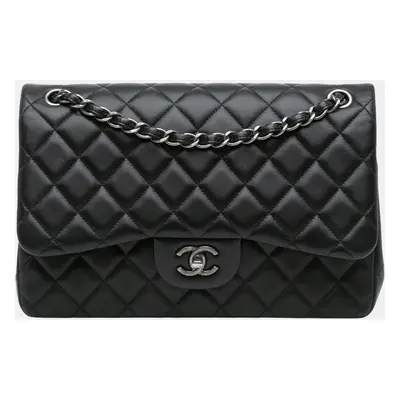 Chanel Black Lambskin Jumbo Classic Double Flap Bag