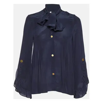 Peter Pilotto Blue Silk Pleated Blouse