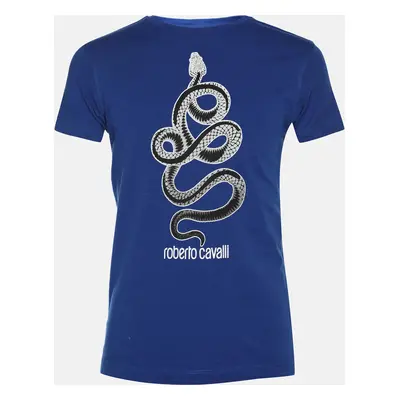 Roberto Cavalli Blue Cotton Crew Neck T-Shirt