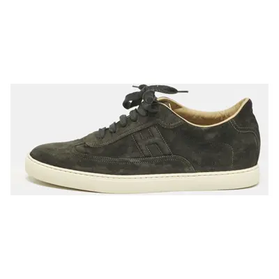 Hermes Grey Suede Quicker Low Top Sneakers Size 43.5