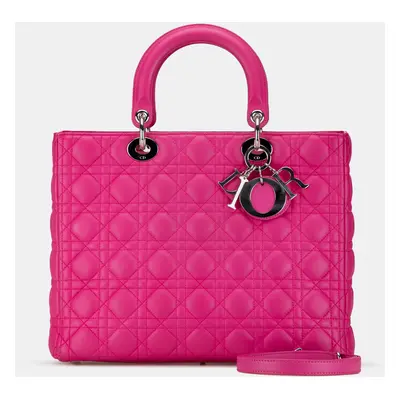 Dior Pink Large Lambskin Cannage Lady Dior Bag