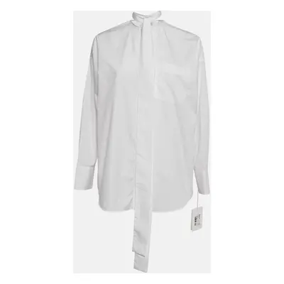 Valentino White Cotton Tie-Up Neck Oversized Shirt