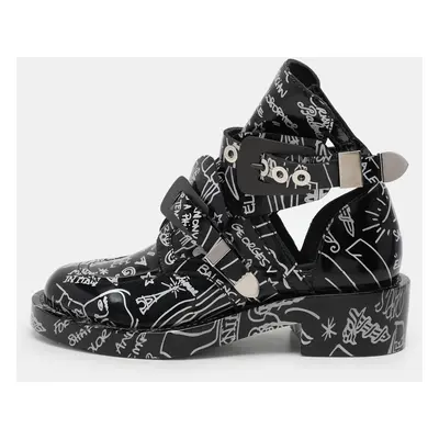 Balenciaga Black Patent Leather Graffiti Booties Size