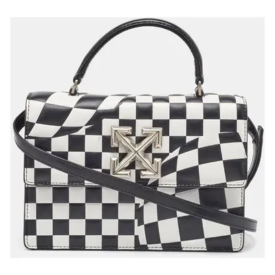 Off-White Black/White Leather Checked 1.4 Jitney Top Handle Bag