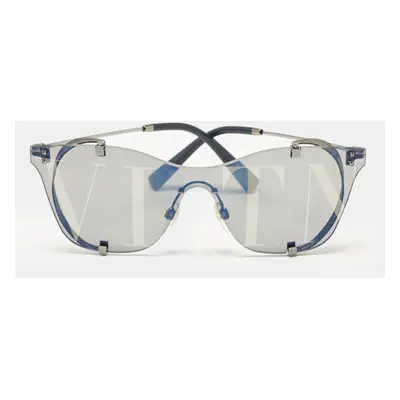 Valentino Navy Blue Gunmetal Tone Cat-Eye Sunglasses