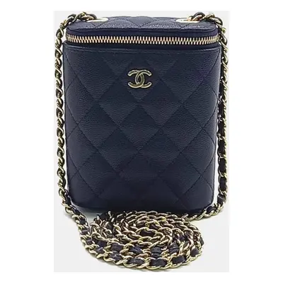 Chanel Navy Blue Leather Mini Crossbody Bag