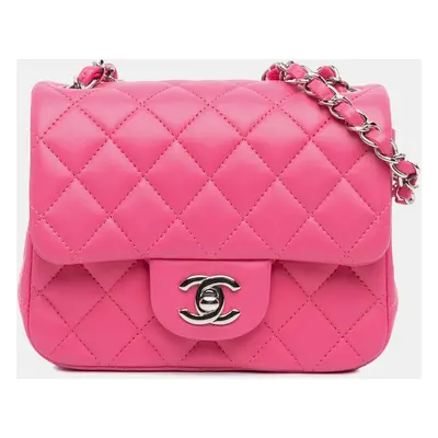 Chanel Pink Mini Square Classic Lambskin Single Flap