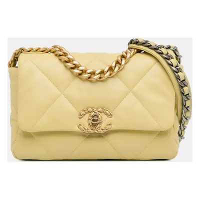 Chanel Yellow Lambskin Medium Flap Bag