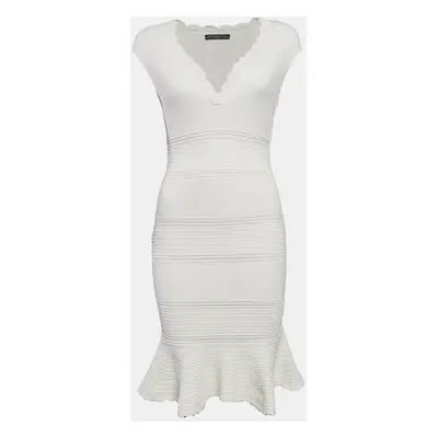 Alexander McQueen White Patterned Jersey Short Dress