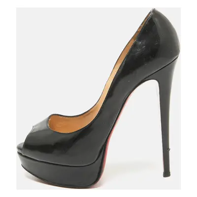 Christian Louboutin Black Patent Leather Lady Peep Pumps Size