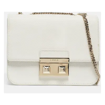 Furla White Leather Mini Bella Crossbody Bag