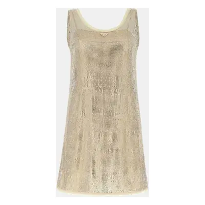 Prada Gold Logo Plaque Embellished Sleeveless Dress Women’s IT