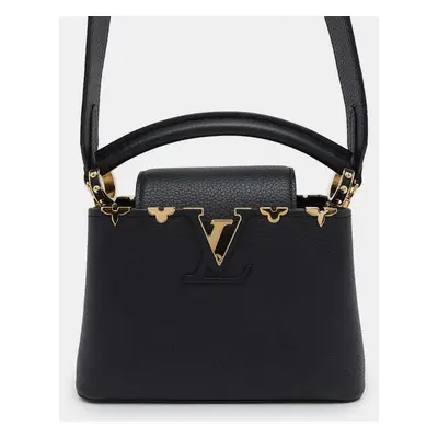 Louis Vuitton Noir Taurillon Leather Capucines Mini Fower Crown Bag