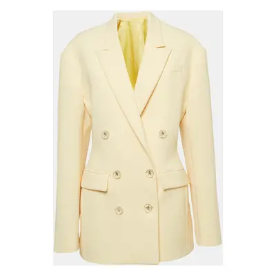 The Attico Pastel Yellow Stretch Crepe Double Breasted April Blazer