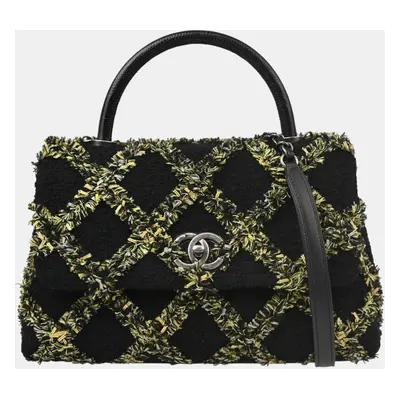 Chanel Black Yellow Tweed Handbag