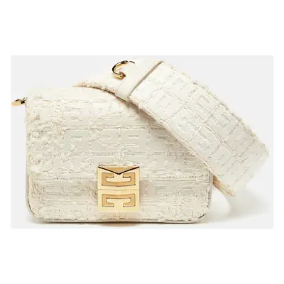 Givenchy White Tweed Fabric and Leather 4G Crossbody Bag