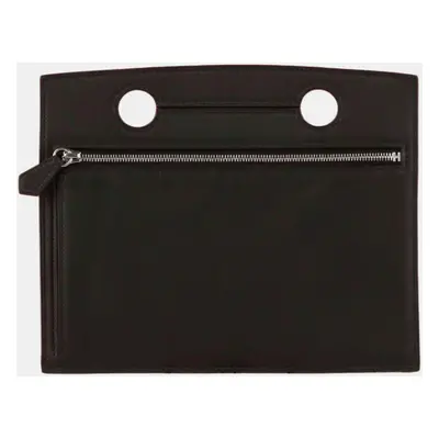 Hermes Black Leather Pochette Back Pocket Pouch