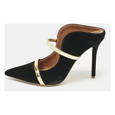 Malone Souliers Black/Gold Velvet and Leather Maureen Mules Size