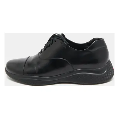 Prada Black Leather Cap Toe Oxfords Sneakers Size 42.5