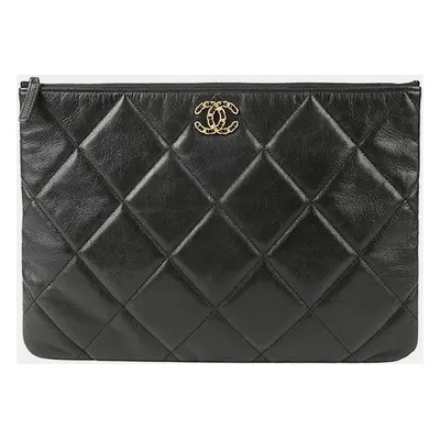 Chanel Black Quilted Goatskin Large Wristlet Pouch